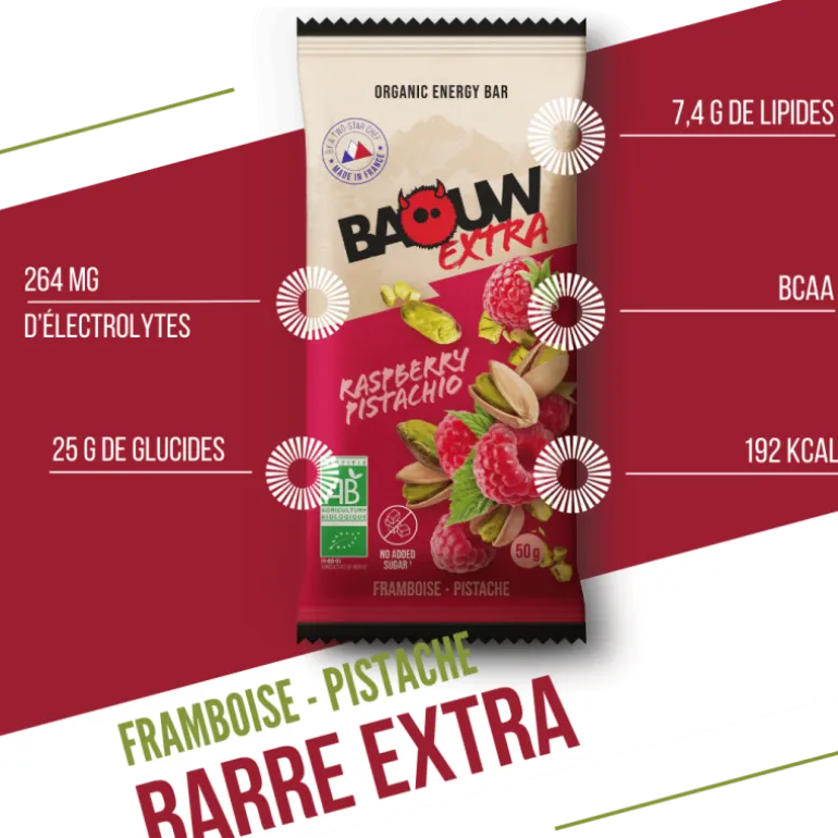 BaouwExtra Framboise-Pistache - Barre énergétique