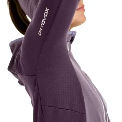 OrtovoxFleece Grid Hoody - Polaire en laine mérinos femme
