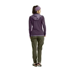 OrtovoxFleece Grid Hoody - Polaire en laine mérinos femme