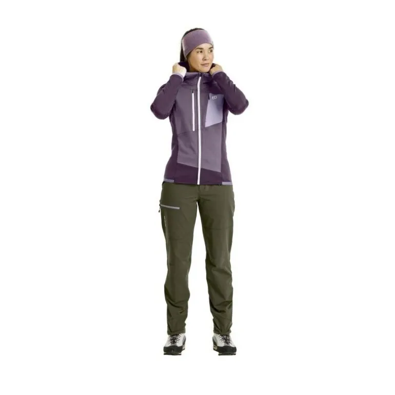 OrtovoxFleece Grid Hoody - Polaire en laine mérinos femme