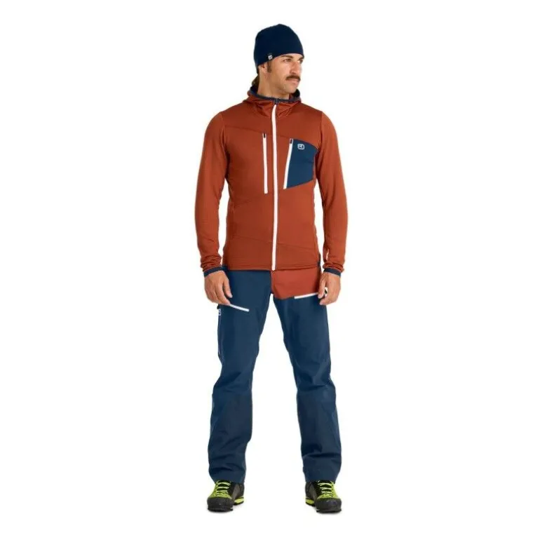 OrtovoxFleece Grid Hoody - Polaire en laine mérinos homme