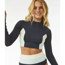 Rip CurlBlock Party Spliced Crop Long Sleeve - Haut de bikini femme