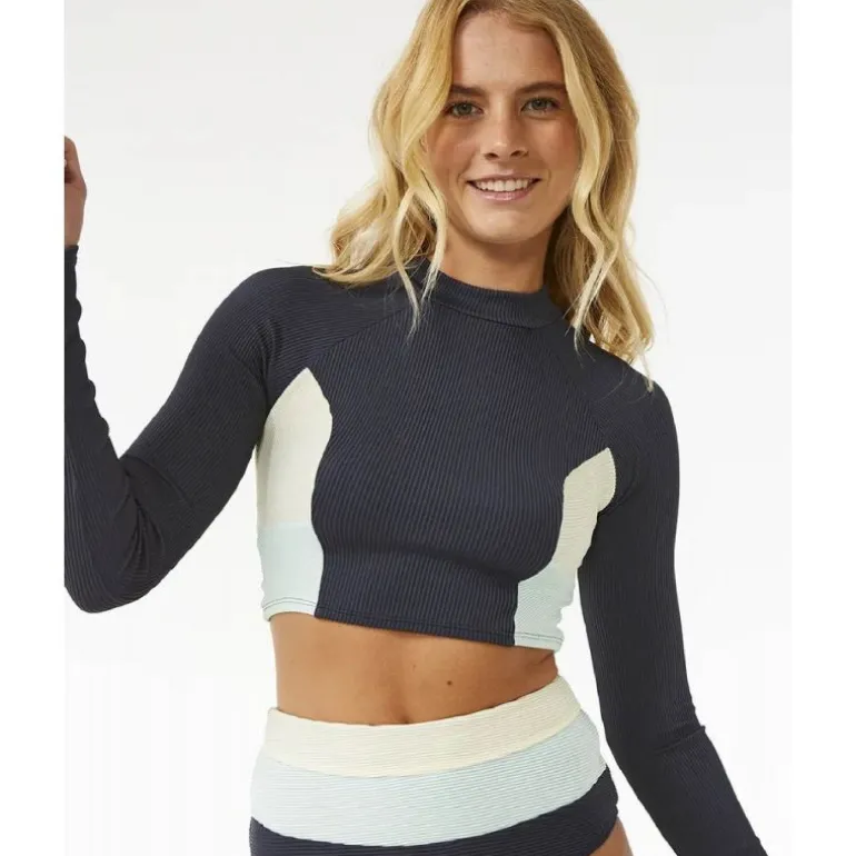 Rip CurlBlock Party Spliced Crop Long Sleeve - Haut de bikini femme